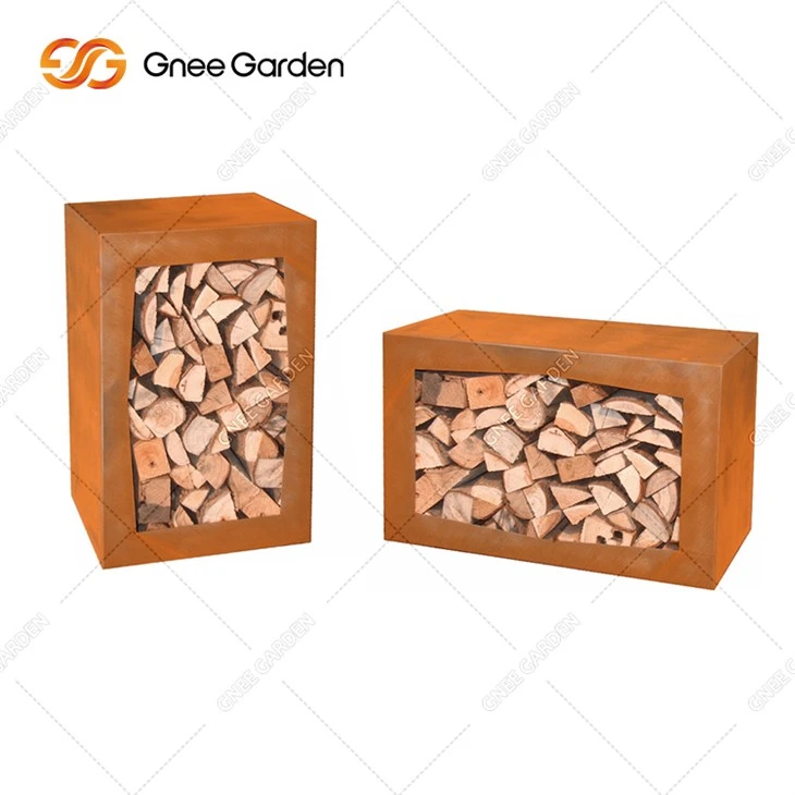 Llenya d'acer Corten Suport de llenya de metall Bastidor de llenya d'exterior
