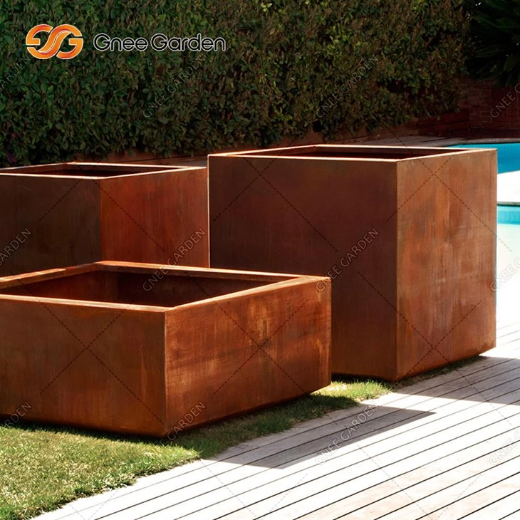 Jardinera d'acer Corten Testa de jardinera d'acer Corten