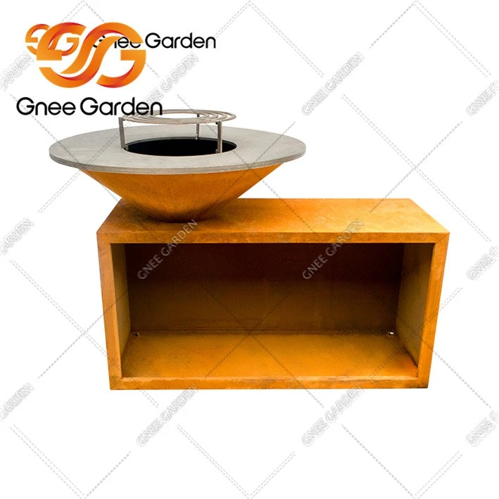 corten steel Rectangular camping fire pit grill（4）
