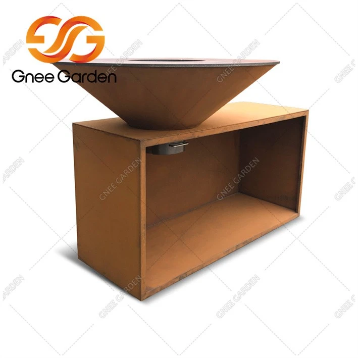 corten steel Rectangular camping fire pit grill（3）