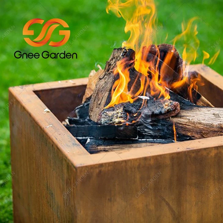Corten Steel square smokeless fire pit2