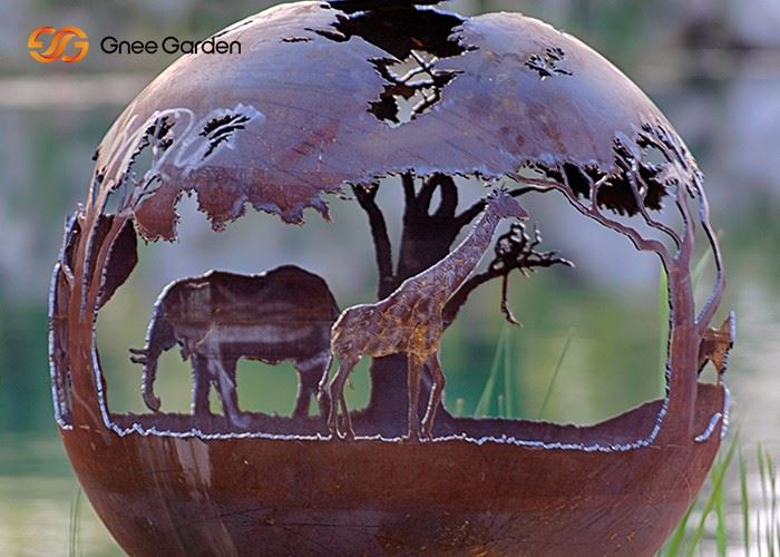 Creative Customized Corten Steel Sphere Rust Ball Corten Fireball Corten Steel