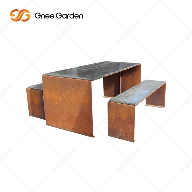 Banc de parc de mobiliari urbà d'acer Corten de disseny personalitzat