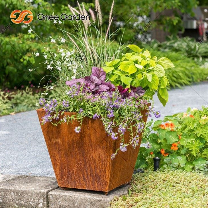 Garden Decorative Corten Steel Rectangular Flower Planter