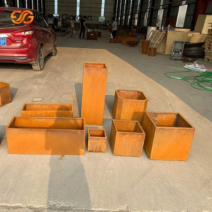 Outdoor Garden Corten Steel Metal Flower Pot Planter