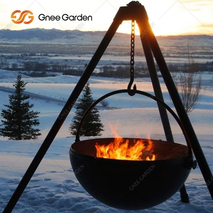 Round Black Corten Steel BBQ Grill Barbecue