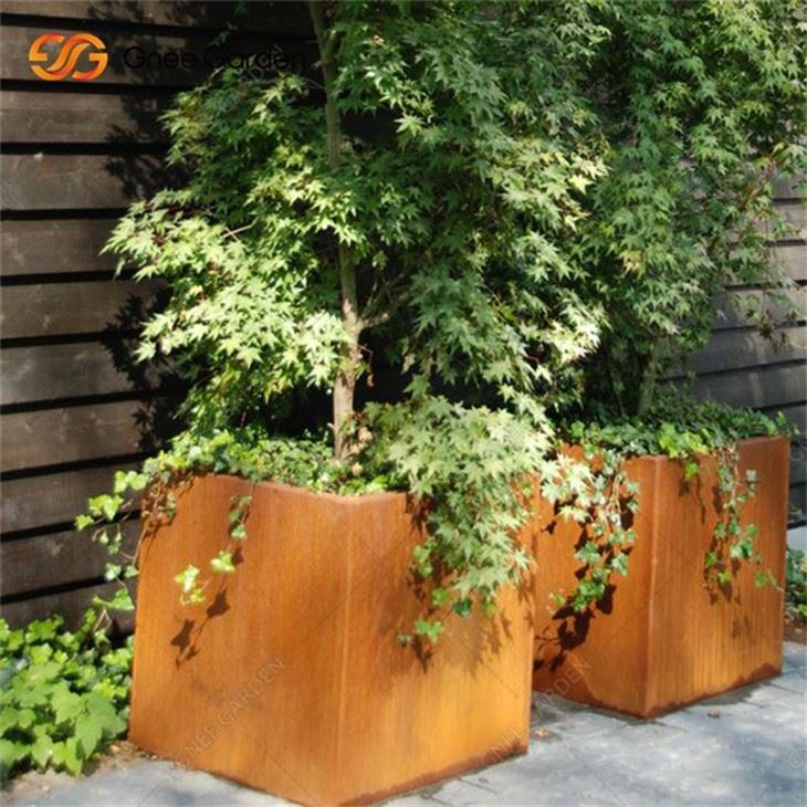 Rust Corten Steel Garden Flowerpot For Sale