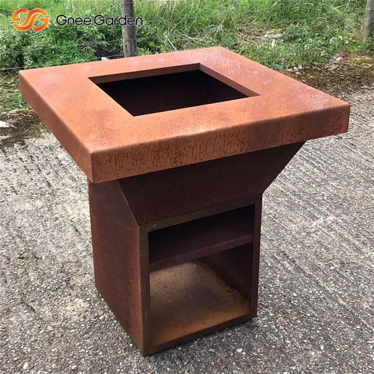 Estufa de cremallera de fusta Rusty Acabat Acer Corten amb segell