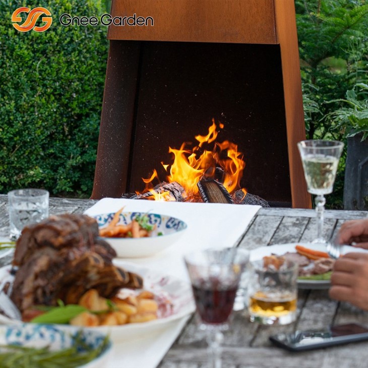 Corten steel outdoor modern fire-resistant log burner