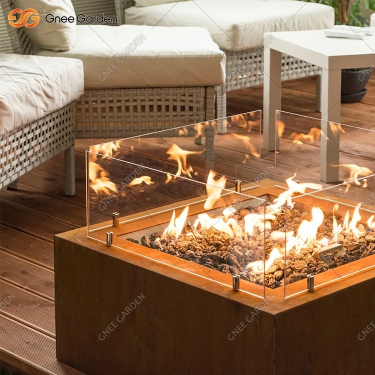 Rectangular Corten Steel Gas Fire Pit Rectangular Corten Steel Gas Fire Pit